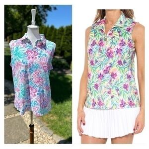 Stella Parker tropical collar sleeveless top